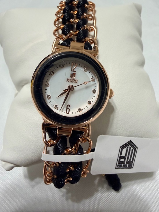 Montres Prestige Accessories - Women's Montres Prestige by Invicta Rose Gold and Black Chain Link Watch